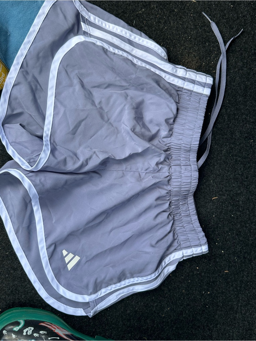 adidas Light Gray Girls' Athletic Shorts with White Trim